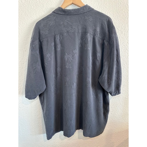 Tommy Bahama Mens XL Silk Short Sleeve Button Up Shirt Palm Tree Print Gry Relax - Picture 3 of 4